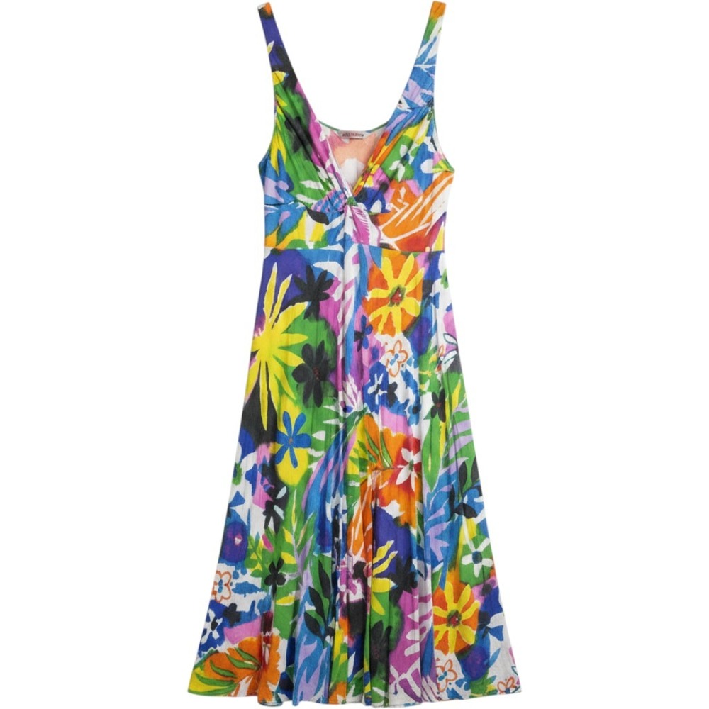 Jams World Womens Multicolor Abstract Floral V-Neck Sleeveless Midi Dress Size M